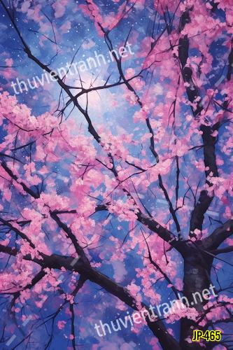 Tranh dán tường hoa anh đào-JP-465 - Tranh tường chất lượng cao